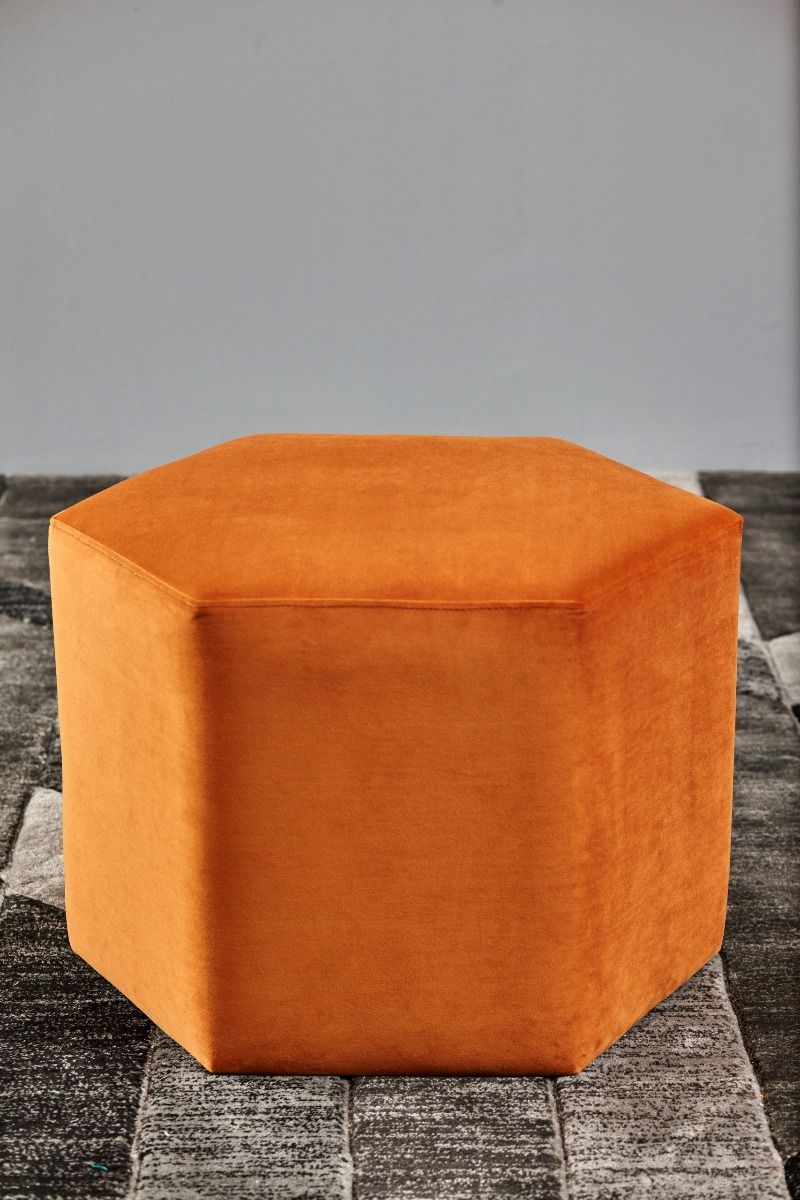 Day Hexagon Footstool - Tangerine