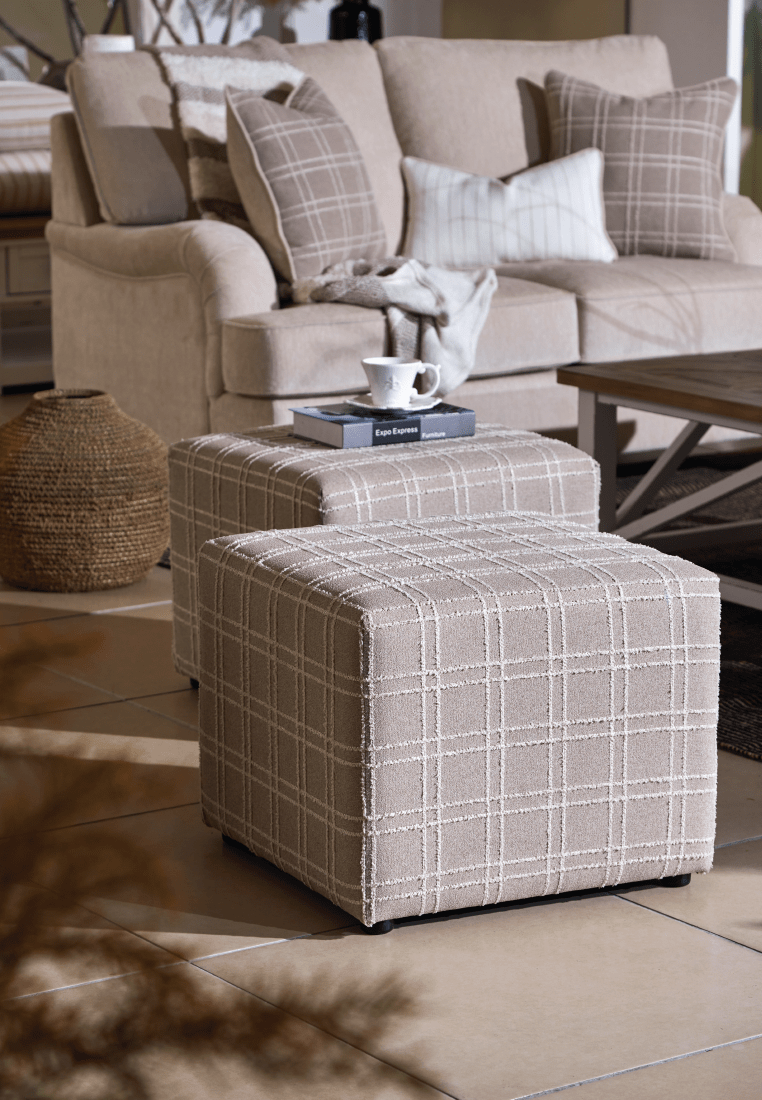 Square Footstool - Camel Check