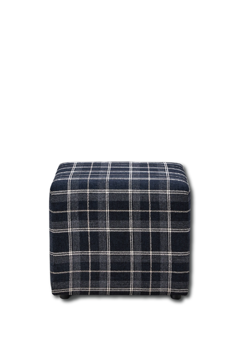 Square Footstool - Black Check